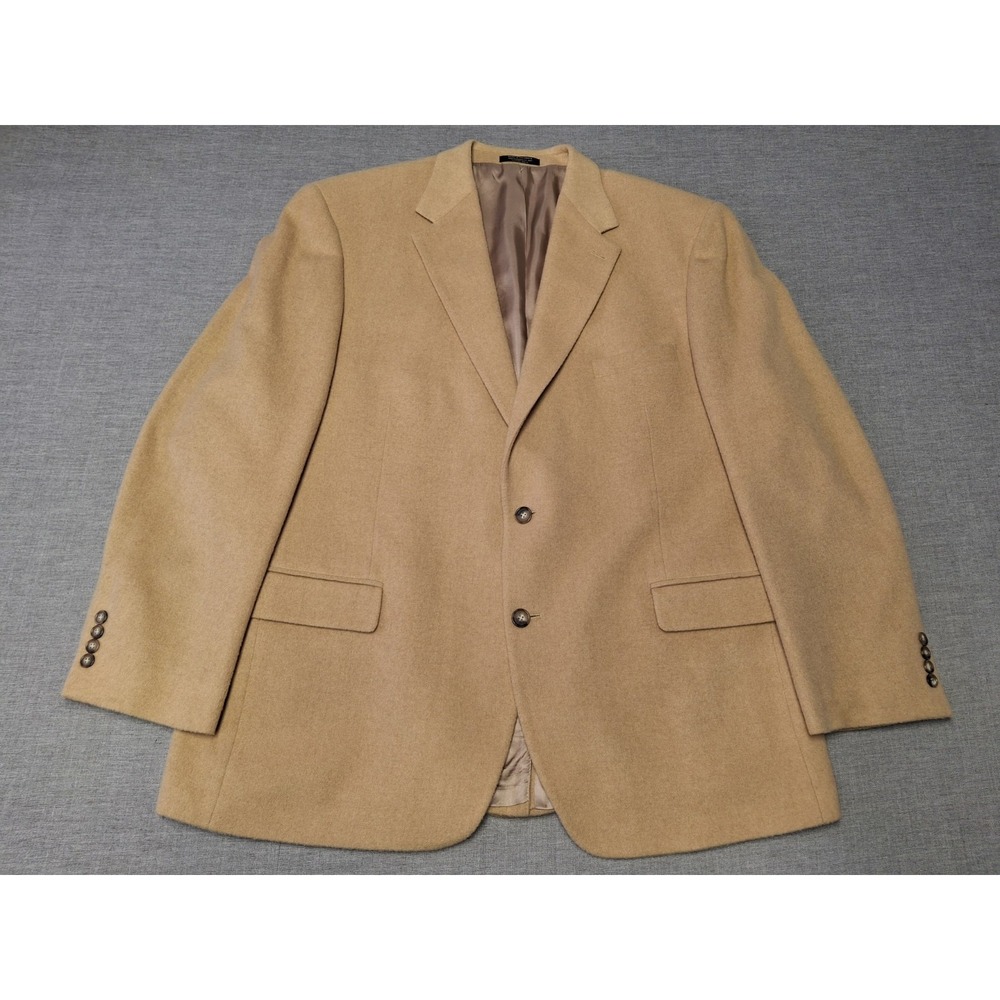Botany 500 Camel Hair Blazer Mens 48R Long Tan 2 Button Notch Lapel USA
